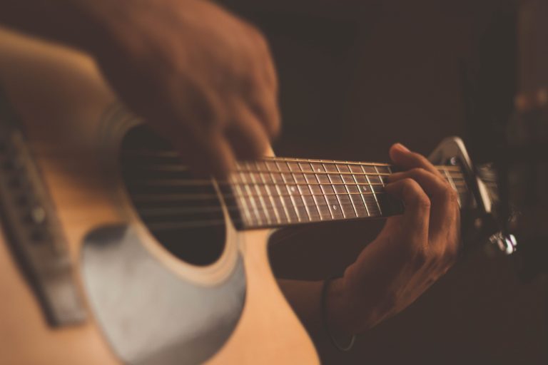 Playing guitar